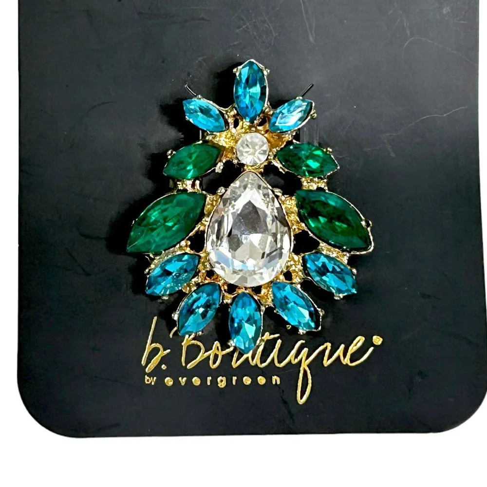 Lot of 3 B Boutique Evergreen Stunning Shiny Crystal Brooch Pins‎ Jewelry